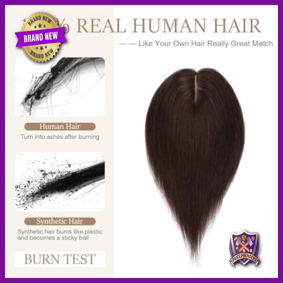 Real Human Hair Topper No Bangs Lace Base Clip In Hairpiece 10 Inch main image 5